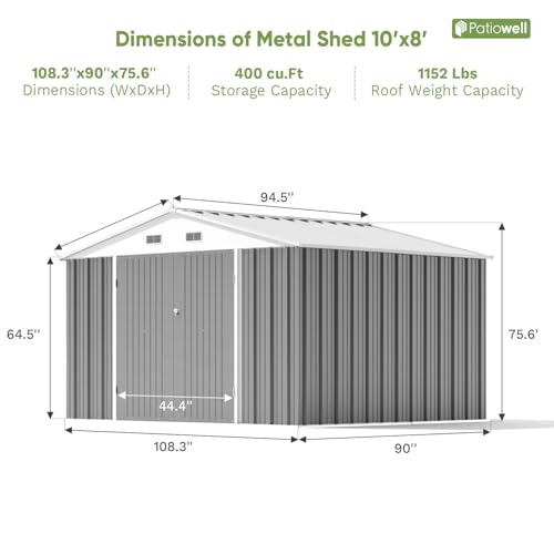 Outdoor Storage Shed (Gray / 10x8 FT)