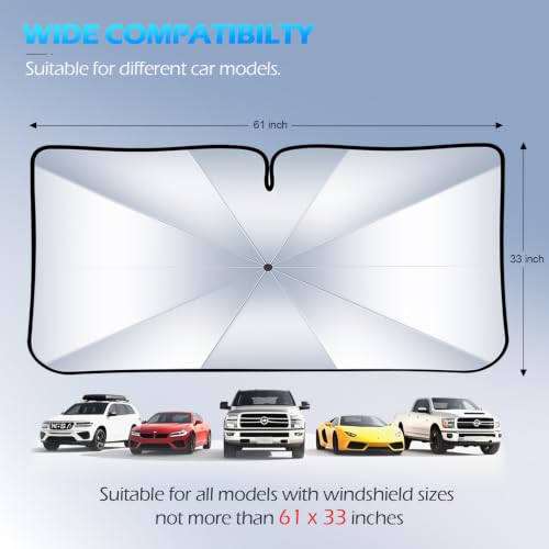 2026 Upgrade] FLORICH Windshield Sunshade Umbrella Foldable Car Windshield Sun Shade Cover (M-2(55" L x 32" W))