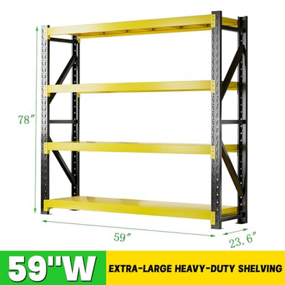3000LBS Heavy Duty Storage Shelves (59''W x 23.6''D x 78''H / Black & Yellow Combo)