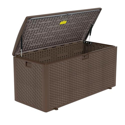 180 Pro Gallon Waterproof Outdoor Storage Bin Resin Deck Box for Patio (Brown / 180 Gallon)