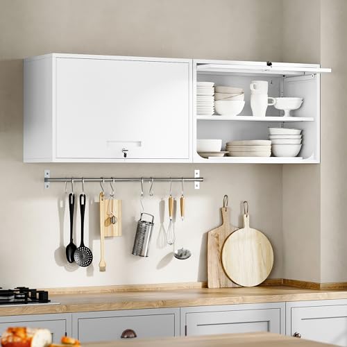 Metal Wall Cabinet with Doors and Shelves (16"D x 32"W x 22"H / White)