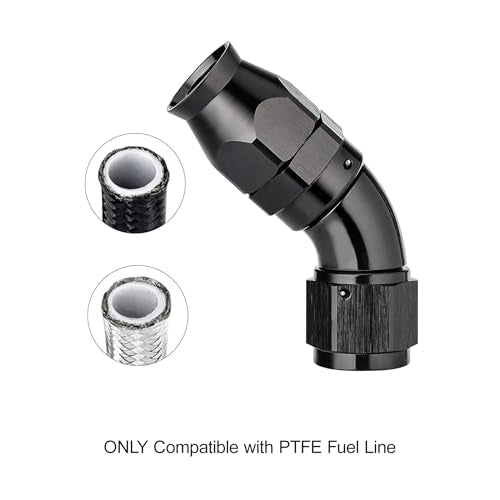 12AN 45 Degree PTFE One Piece Full Flow End Hose Fitting Aluminum Black (12AN / 45 Degree)