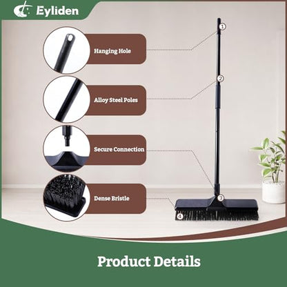 18" Push Broom for Deck Driveway Patio Garage (Black)