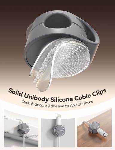 8 Pack Silicone Cord Organizer Magnetic Cable Clips (Grey)