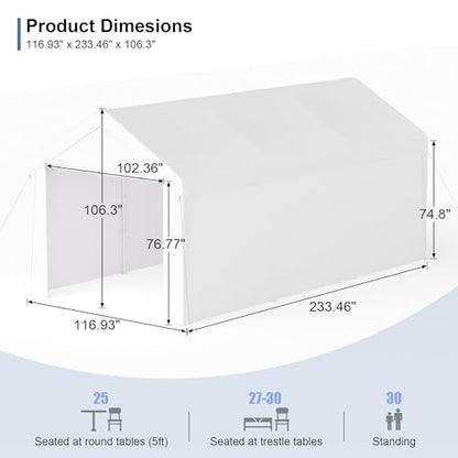 Carport 10‘ x 20’ Garage Car Canopy w (White / 10' x 20' /with side)