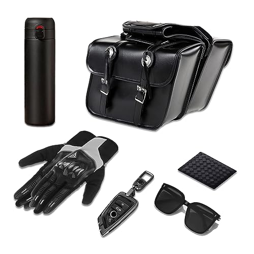 Motorcycle Saddle Bags Leather Motorcycle Luggage Bag with Gun Holsters For Softails Sportsters and Choppers Tool Bags (Style1 - PVC / 14" x 8" x 11")