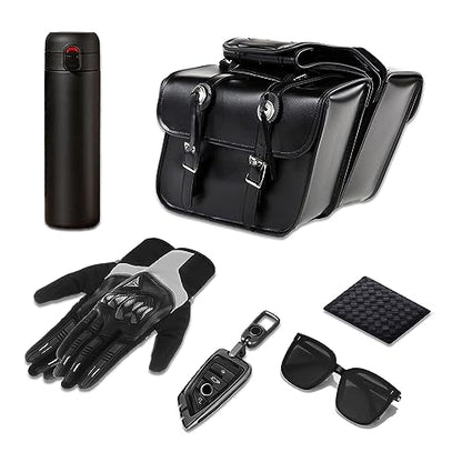 Motorcycle Saddle Bags Leather Motorcycle Luggage Bag with Gun Holsters For Softails Sportsters and Choppers Tool Bags (Style1 - PVC / 14" x 8" x 11")