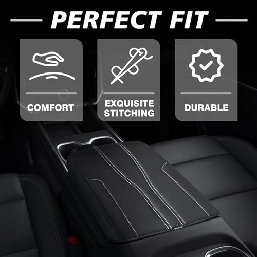 Armrest Cover for GMC Acadia 2024 (19) 24+ |Acadia&Traverse|Black/White Trim, Regular)