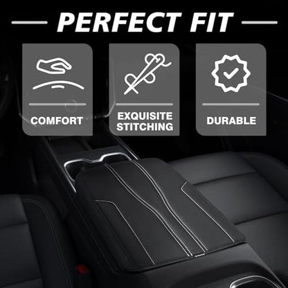 Armrest Cover for GMC Acadia 2024 (19) 24+ |Acadia&Traverse|Black/White Trim, Regular)