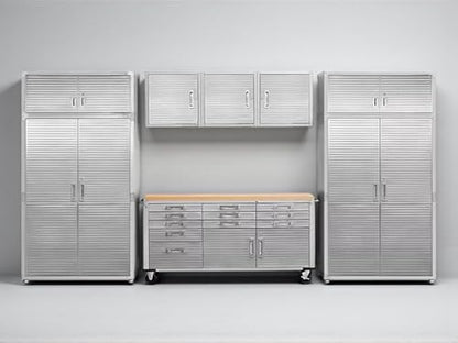Heavy Duty 8 Piece Steel Garage Cabinet Storage Set with Rolling Workbench (Granite)