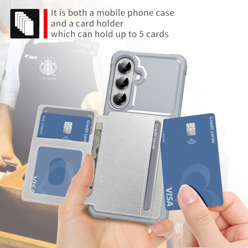 For Samsung Galaxy S26 Plus Card Holder Case (Silver / Galaxy S26 Plus)