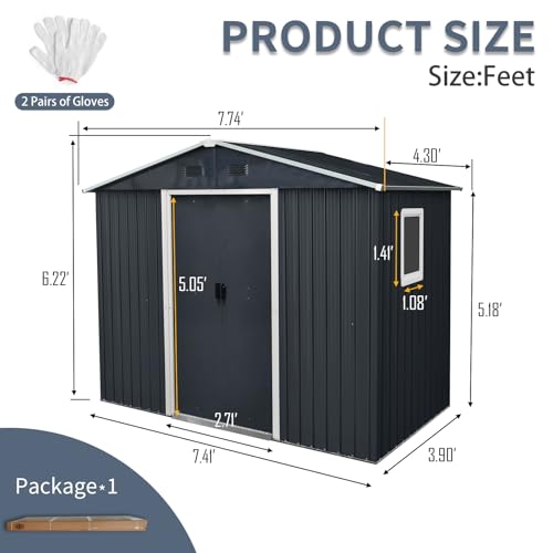 4x8 FT Outdoor Storage Shed (4x8 FT/Window / Black)