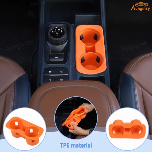 Center Console Cup Holder Protector Compatible with Ford Maverick 2022 (Orange)