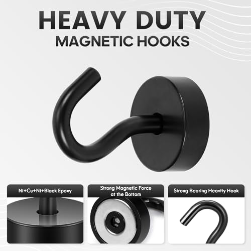 Magnetic Hooks Steel Tube Design for Cruise (Black / 32lb Magnetic Hooks)