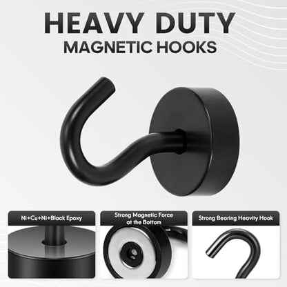 Magnetic Hooks Steel Tube Design for Cruise (Black / 32lb Magnetic Hooks)