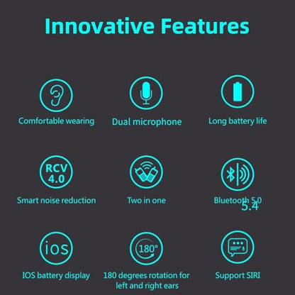 Bluetooth Earpiece Headphone Dual Noise Cancelling Mic Painless Open (Single Ear Headphone F910 Black)