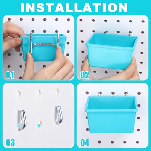 20 Pcs Pegboard Bins and Cups Accessories with Hooks (Blue)