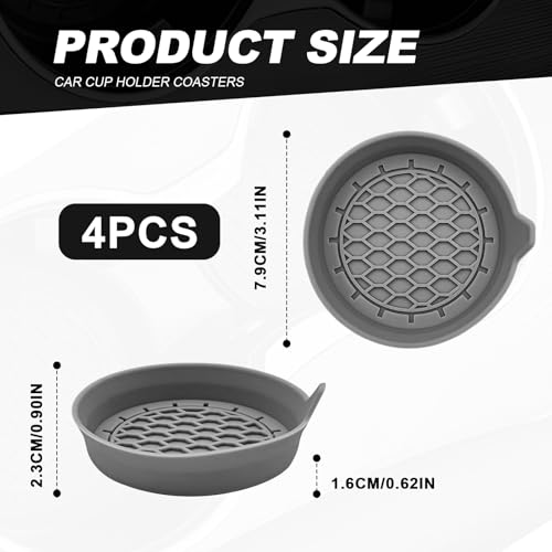 4 Pack Universal Cup Holder Coasters (Gray)