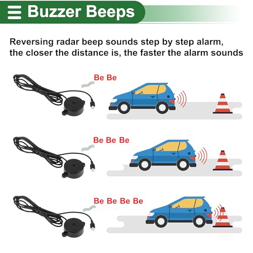Universal Car Reverse Backup Radar System Parking Sensors Black (White)