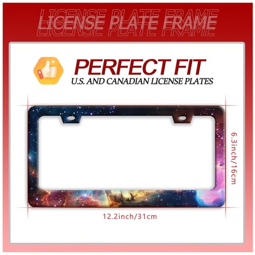 Galaxy Universe Stainless Steel License Plate Frame for US Cars Decor (Beautiful Galaxy)