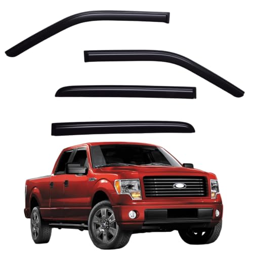 Window Visors Rain Guards Fits 2009 (2009-2014 Ford F150 SuperCrew Cab)