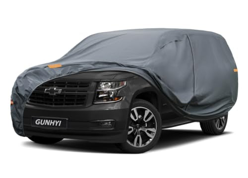 Multi Layer Large SUV Car Cover Waterproof All Weather Heavy Duty (2 SUV Car Cover / 2 Fit SUV Jeep Length 209-216 inch)