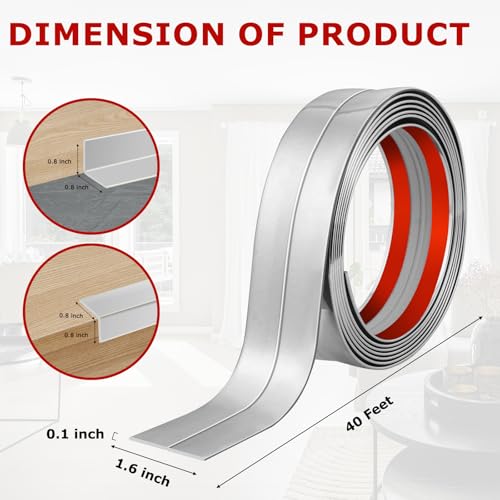 Wall Corner Protector Peel and Stick Corner Trim Molding (1.6 In x 40 Ft / Silver)