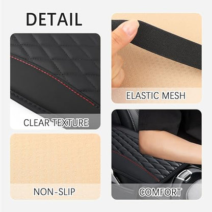 Patchwork Leather Center Console Covers for Cars (Black)