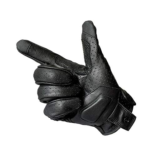 Updated Goatskin Leather Motorcycle Gloves Men Touchscreen Anti (Updated,perforated / Large)