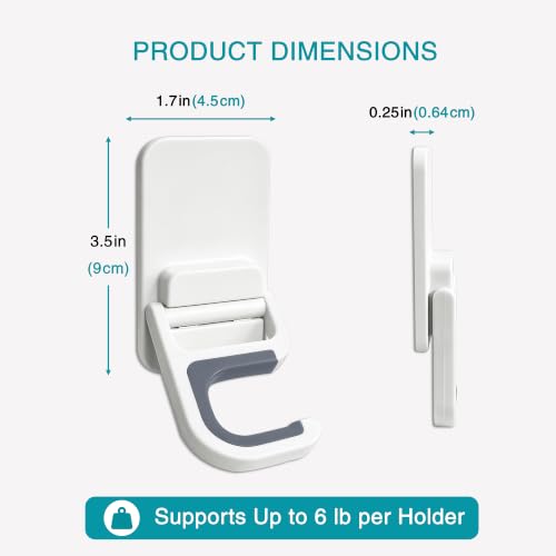 6 Pack Broom and Mop Holder Wall Mount (White)