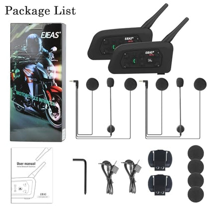 V6 Pro Motorcycle Helmet Bluetooth Intercom Headset 1200M 2 People Full Duplex Wireless Motorbike Interphone Connect Up to 6 Riders for Motorcycling Skiing and Climbing (V6 Pro 2Pack)