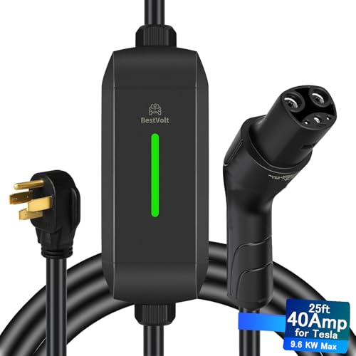 Best Volt Electric Vehicle Portable Charger for Tesla (Black / Nema 14-50 240V/40A)