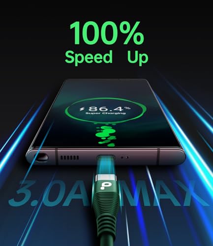 USB to USB C Cable Fast Charging 66W (3FT / USB A to USB C / Green)