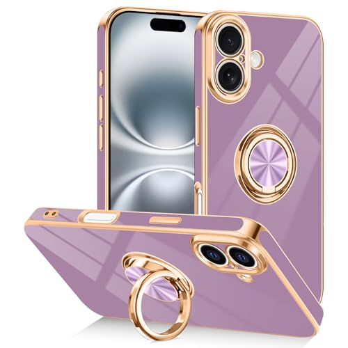 Designed for iPhone 16 Case with Ring Stand Slim Purple (Purple / 6.1'' iPhone 16)