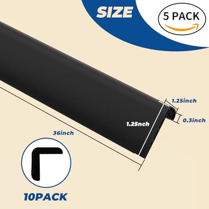 Wall Corner Edge Protector (36"L x 2"W x 2"H / Black)