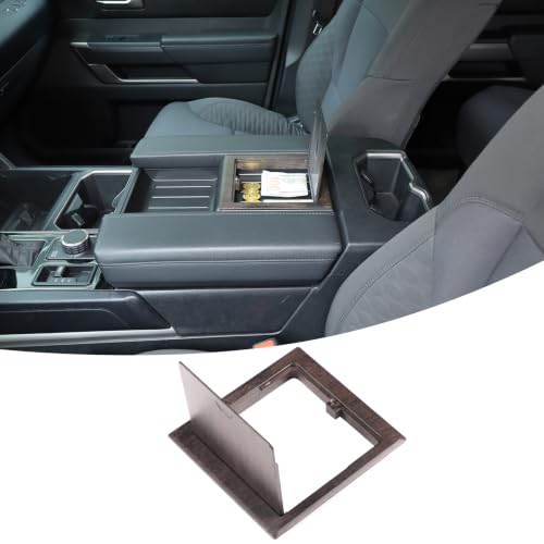 Car Armrest Storage Hidden Tray Cover Lid for Toyota Tundra 2022 (Oak Wood Pattern)