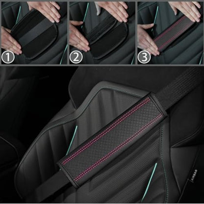 6 PCS Car Steering Wheel Cover Set (Steering Wheel Cover Set / Black with pink)