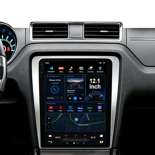 12.1 Inch Android Car Stereo Radio 8GB+128GB for Ford Mustang 2010 (Qualcomm 8G+128G+Car Play+Android Auto+Voice)