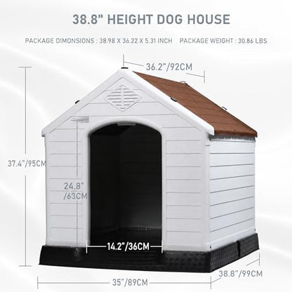 Large Dog House (Brown / 38.8"L x 35"W x 37.4"H)