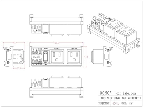 DIN Rail Mount AC 120V NEMA 5 (D-1560T)
