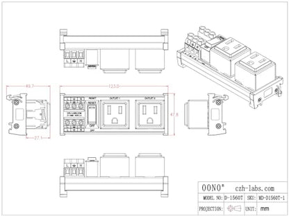 DIN Rail Mount AC 120V NEMA 5 (D-1560T)
