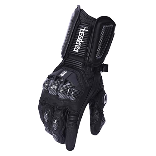 Unisex Leather Motorcycle Touch Gloves KM045 Black XXL (XX-Large / Black)