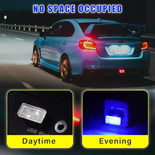 4 PCS USB LED Car Interior Atmosphere Lamp (Red & Blue)