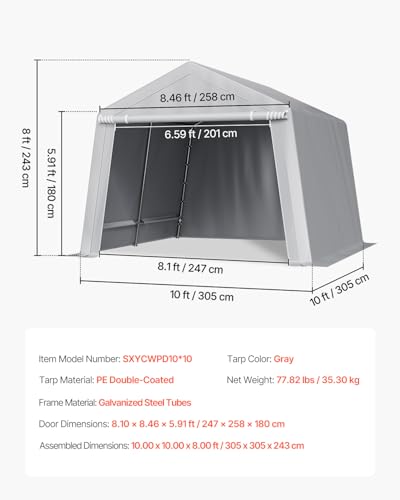 Outdoor Storage Shed (Gray / 10x10x8ft)