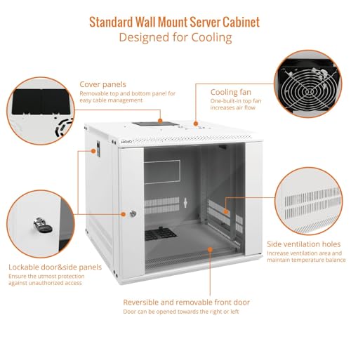 9U Wall Mount Rack Network Cabinet for 19" IT Equipment (9U/Glass Door / White)