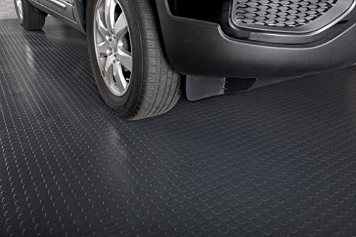 Seamless Sheet Vinyl Shed Flooring Cover with Bonded Fibrous Backing (8' x 8' / Midnight Black)