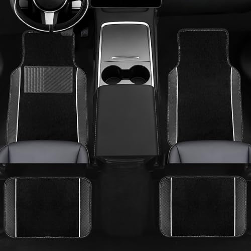 10 Pcs Car Floor Mats Full Set Car Accessories (Car Floor Mats Set / White Line)