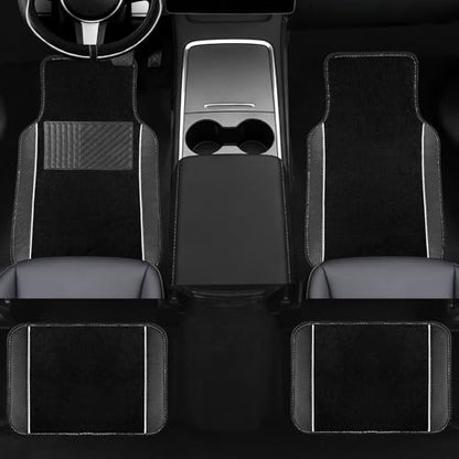 10 Pcs Car Floor Mats Full Set Car Accessories (Car Floor Mats Set / White Line)