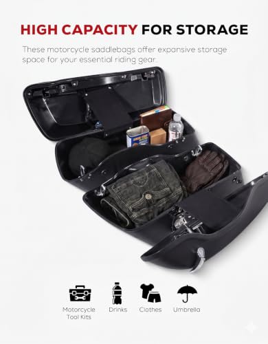 Motorcycle Saddlebags Hard Saddle Bags For Harley Touring 2014 (Standard-Matte Black)