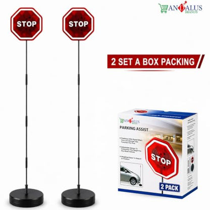 Flashing LED Stop Sign Garage Parking Assistant System (Black & Red - 2 Pack)